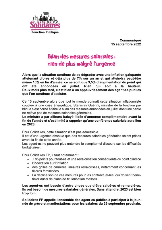 BIlan salarial 15 septembre 22