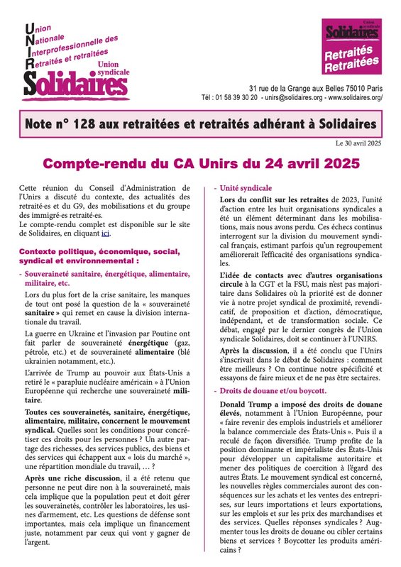 Note Unirs 128 avril 2025 1