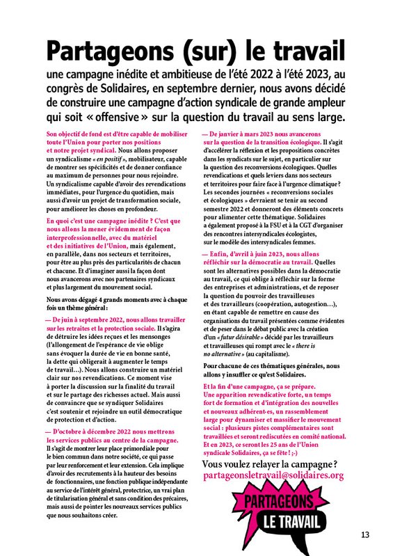 Partageons (sur) le travail